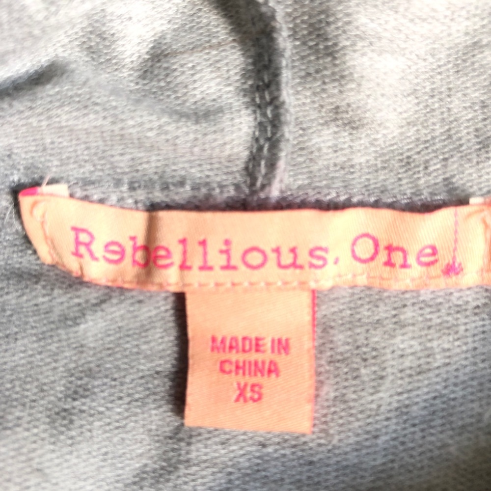 Sequins Hoodie FRIDAY MOOD REBELLIOUS ONE Hoodie Relaxed Fit Top Gray Bl… - Picture 6 of 10